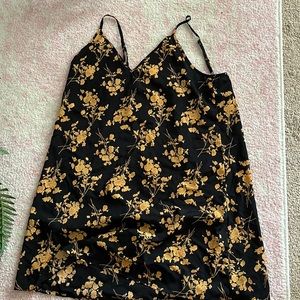 Shein black dress with gold flowers